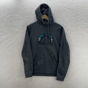 Marmot Hoodie Mens Large Gray Pullover Fleece Lined Outdoor Hiking Gorpcore